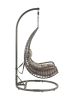 Uzae Patio Hanging Chair with Stand; Gray Fabric &amp; Charcaol Wicker 45105 - as Pic