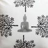 18 x 18 Square Cotton Accent Throw Pillow; Meditating Buddha; Tree Print; White; Black - as Pic
