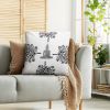 18 x 18 Square Cotton Accent Throw Pillow; Meditating Buddha; Tree Print; White; Black - as Pic
