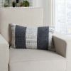 12 x 20 Rectangular Soft Cotton Dhurrie Accent Lumbar Throw Pillow; Kilim Pattern; Gray; White - as Pic
