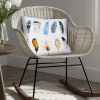 20 x 20 Modern Square Cotton Accent Throw Pillow; Printed Feather Patterned Design; White; Multicolor - as Pic