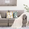 17 x 17 Inch 2 Piece Square Cotton Accent Throw Pillow Set; Leaf Embroidery; White; Green; Yellow - as Pic