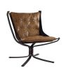 Carney Accent Chair; Coffee Top Grain Leather 59831 - as Pic