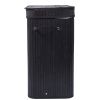 Flip Type Bamboo Laundry Hamper Wooden Folding Dirty Clothes Storage Basket Body with Removable Liners RT - black