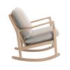 Solid Wood Rocking Chair; Linen Fabric Upholstered Comfy Accent Chair for Porch; Garden Patio; Balcony; Living Room and Bedroom; Beige - as Pic