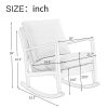 Solid Wood Rocking Chair; Linen Fabric Upholstered Comfy Accent Chair for Porch; Garden Patio; Balcony; Living Room and Bedroom; Beige - as Pic