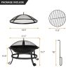 Bosonshop 22'' Outdoor Wood Burning BBQ Grill Firepit Bowl w/Spark Round Mesh Spark Screen Cover Fire Poker Patio Steel Fire Pit Bonfire