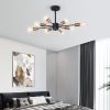 8-Light 61cm Sputnik Semi Flush Mount Ceiling Light Fixture - Black