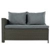 Patio Furniture Set;  6 Piece Outdoor Conversation Set;  Dining Table Chair with Bench and Cushions - Gray