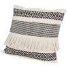 18 x 18 Fringed Square Cotton Boho Style Accent Throw Pillow; Diamond Pattern; Black; White; DunaWest - Default