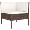 vidaXL 3 Piece Patio Lounge Set with Cushions Poly Rattan Brown - Brown