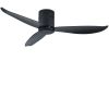 52" Low Profile Ceiling Fan No Light; Black Flush Mount Ceiling Fans without Lights