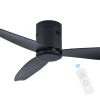 52" Low Profile Ceiling Fan No Light; Black Flush Mount Ceiling Fans without Lights