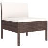 vidaXL 3 Piece Patio Lounge Set with Cushions Poly Rattan Brown - Brown
