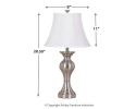 Ashley Rishona Brushed Silver Finish Casual Table Lamp (Set of 2) L204124