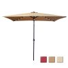 Outdoor Patio Umbrella 10 Ft x 6.5 Ft Rectangular with Crank Weather Resistant UV Protection Water Repellent Durable 6 Sturdy Ribs - as pic