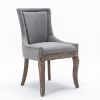 Furniture; Ultra Side Dining Chair;  Thickened fabric chairs with neutrally toned solid wood legs;  Bronze nail head;  Set of 2 - Gray