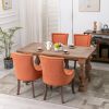 Furniture; Ultra Side Dining Chair;  Thickened fabric chairs with neutrally toned solid wood legs;  Bronze nail head;  Set of 2 - Orange