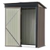 Patio 5ft Wx3ft. L Garden Shed; Metal Lean-to Storage Shed with Lockable Door; Tool Cabinet for Backyard; Lawn; Garden - Brown