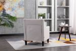 accent armchair living room chair with nailheads and solid wood legs Beige Linen - Beige