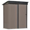 Patio 5ft Wx3ft. L Garden Shed; Metal Lean-to Storage Shed with Lockable Door; Tool Cabinet for Backyard; Lawn; Garden - Brown