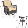 Outdoor Bistro Set 3 Pieces;  Outdoor Resin Wicker Swivel Rocker Patio Chair; Outdoor Rattan Conversation Sets - Khaki