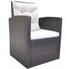 vidaXL 6 Piece Patio Dining Set with Cushions Poly Rattan Brown - Brown