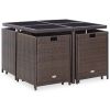 vidaXL 9 Piece Patio Dining Set with Cushions Poly Rattan Brown - Brown