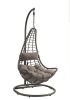 Uzae Patio Hanging Chair with Stand; Gray Fabric &amp; Charcaol Wicker 45105 - as Pic