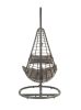 Uzae Patio Hanging Chair with Stand; Gray Fabric &amp; Charcaol Wicker 45105 - as Pic