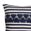 18 x 18 Handwoven Square Cotton Accent Throw Pillow; Classic Striped Pattern; Textured; White; Blue - as Pic