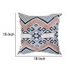18 x 18 Handcrafted Square Jacquard Cotton Accent Throw Pillow; Geometric Tribal Pattern; White; Black; Beige - as Pic