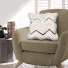18 x 18 Square Cotton Accent Throw Pillow; Handcrafted Chevron Patchwork; Sequins; Blush Pink - as Pic