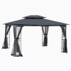 13x10 Outdoor Patio Gazebo Canopy Tent With Ventilated Double Roof And Mosquito net(Detachable Mesh Screen On All Sides); Gray Top