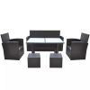 vidaXL 6 Piece Patio Dining Set with Cushions Poly Rattan Brown - Brown