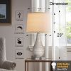Resin Gray Desk Lamp Set of 2 with Dual USB Ports