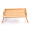 Simple Bamboo Tea Table, Bed Tray Table with Folding Legs, Serving Breakfast in Bed or Use As a TV Table, Laptop Computer Tray, Snack Tray with Moso N