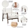 Mid-Century Modern Velvet Accent Chair; Leisure Chair with Solid Wood and Thick Seat Cushion for Living Room; Bedroom; Studio; White - as Pic