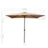 Outdoor Patio Umbrella 10 Ft x 6.5 Ft Rectangular with Crank Weather Resistant UV Protection Water Repellent Durable 6 Sturdy Ribs - as pic