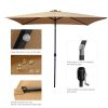 Outdoor Patio Umbrella 10 Ft x 6.5 Ft Rectangular with Crank Weather Resistant UV Protection Water Repellent Durable 6 Sturdy Ribs - as pic