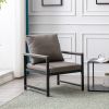 Modern Faux Leather Accent Chair with Black Powder Coated Metal Frame; Single Sofa for Living Room Bedroom; Gray - as pic