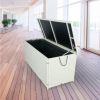 Outdoor Storage Box; 113 Gallon Wicker Patio Deck Boxes with Lid; Outdoor Cushion Storage Container Bin Chest for Kids Toys; Pillows; Towel CrÃ¨me