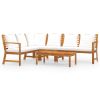 vidaXL 5 Piece Patio Lounge Set with Cushion Cream Solid Acacia Wood - Brown