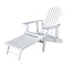 Adirondack Chair with Pull Out Footrest; Acacia Wood for Patio Deck Garden; Backyard Furniture; Easy to Install; White - as Pic