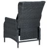 vidaXL Reclining Patio Chair with Cushions Poly Rattan Dark Gray - Grey
