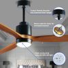 Quiet 52' Wood Ceiling Fans with Lights and Remote Moisture-proof Outdoor Ceiling Fan for Patios; 6 Speeds Ceiling Fan for Living Bedroom Kitchen; 3 L