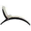 GO Patio Wicker Sun Lounger; PE Rattan Foldable Chaise Lounger with Removable Cushion and Bolster Pillow; Black Wicker and Beige Cushion