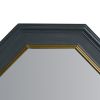 32 Inch Octagonal Shape Wooden Floating Frame Flat Wall Mirror; Gray