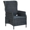 vidaXL Reclining Patio Chair with Cushions Poly Rattan Dark Gray - Grey