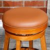 24" Counter Stool; Natural Finish; Saddle Leather Seat